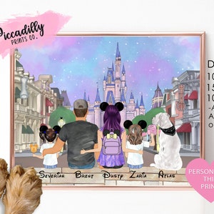Portrait de famille Disney personnalisé - Impression personnalisée - Magic Kingdom Disney Lovers - Cadeau d'anniversaire de la Saint-Valentin - NUMÉRIQUE UNIQUEMENT