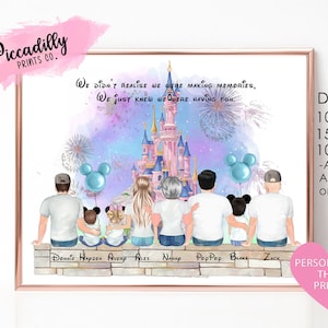 Custom Disney Family Trip Portrait - Personalised Print -Magic Kingdom Disney Lovers -Valentines Day Birthday Anniversary Gift -DIGITAL ONLY