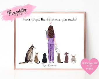 Personalisierter Tierarzt Druck, Benutzerdefinierte Tierarzt Krankenschwester Geschenk, Hund Haustier Tierliebhaber, Doktor, Danke Geschenk, Haustier Porträt