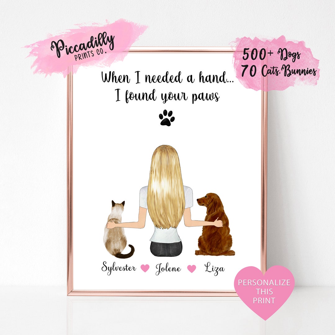 Custom Pet Mom Portrait - Personalized Print - Custom Dog Owner Gift ...