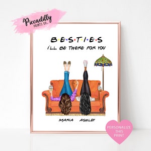 Idea de regalo de cumpleaños para la mejor amiga: impresión personalizada, retrato personalizado de mejores amigas, hermanas del alma, regalo de cumpleaños único inspirado en amigas, SOLO DIGITAL