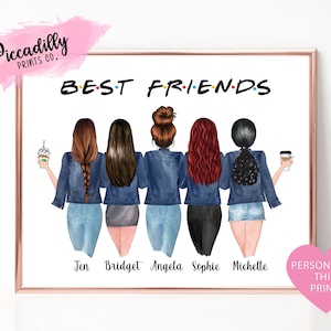 Custom Best Friends Portrait - Personalized Besties Print - BFF Gift - Soul Sisters, Cousins - Digital Print