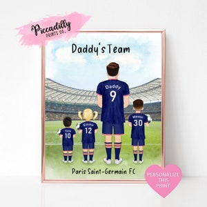 Personalisierter Fußball Druck - Vatertag Geburtstagsgeschenk - Paris Staint-Germain - Familienporträt - Daddy und ich - Einzigartiges Weihnachtsgeschenk