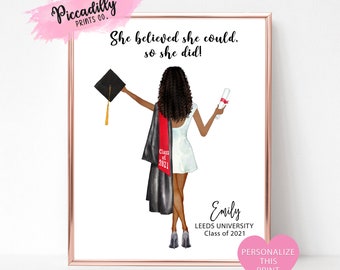 Personalised Graduation Print - Custom Portrait - Grad Gift for Her, Best Friend, Daughter, Congrats Keepsake, Digital File