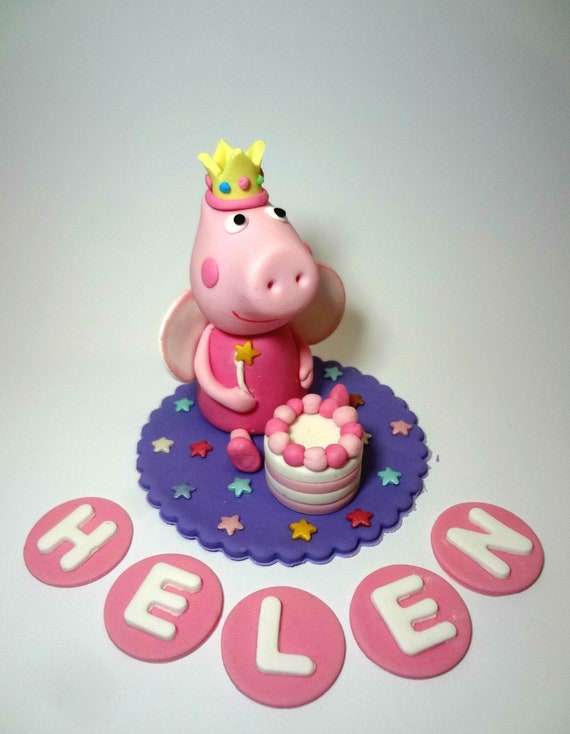 Peppa Pig Princess Fondant Cake Topper Edible Birthday Cake Etsy