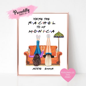 Beste Freundin Geburtstag Geschenkidee - personalisierter Druck - Individuell BFF Portrait - Schwestern - Einzigartige Freunde inspiriert Couch Druck - NUR DIGITAL