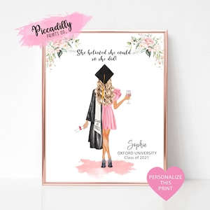 Personalised Graduation Print - Custom Portrait - Grad Gift for Her, Best Friend, Daughter, Congrats Keepsake, Digital File