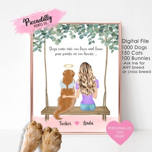Custom Dog Memorial Print Gift - Personalised Dog Mum Portrait - Dog Cat Mom - Mother&#39;s Day Christmas Gift - Pet Loss -Labrador Retriever