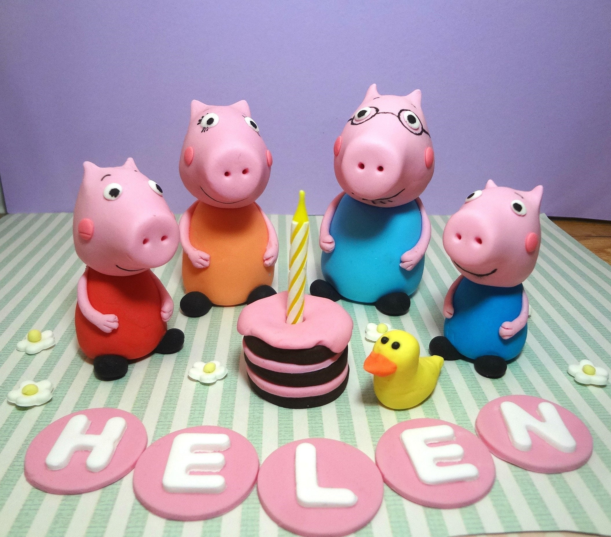 Peppa Pig Inspired Fondant Cake Toppers Peppa Pig Family Set Etsy
