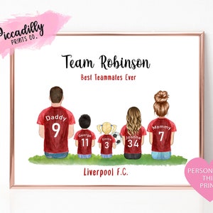Personalised Liverpool Print - Custom Family Portrait - Football Fan Gift - Dather's Day Dad Grandpa Gift - Birthday Christmas Unique Gift