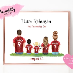 Personalised Liverpool Print - Custom Family Portrait - Football Fan Gift - Dather&#39;s Day Dad Grandpa Gift - Birthday Christmas Unique Gift