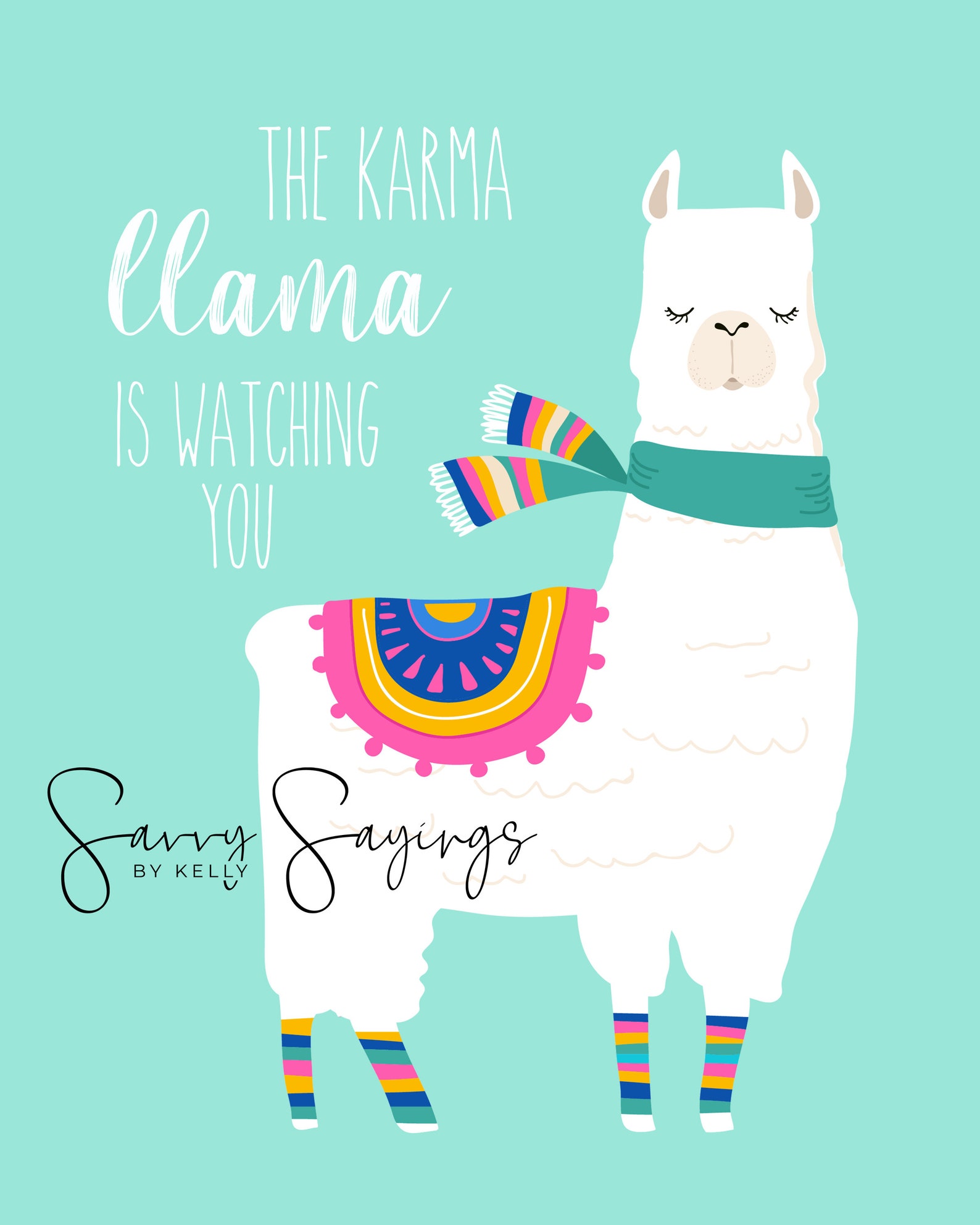 8 x 10 Printable The karma llama is watching you Etsy