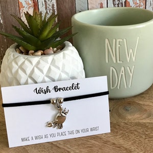 Krabben Charm Wunscharmband - Charm Wildleder Armband - Boho KrabbenArmband - Tibetsilber
