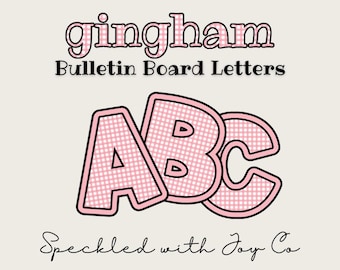 Printable Bulletin Board Letters Pink Gingham Print | Classroom Decor Letters | Bulletin Board Alphabet | Large Printable Letters PDF