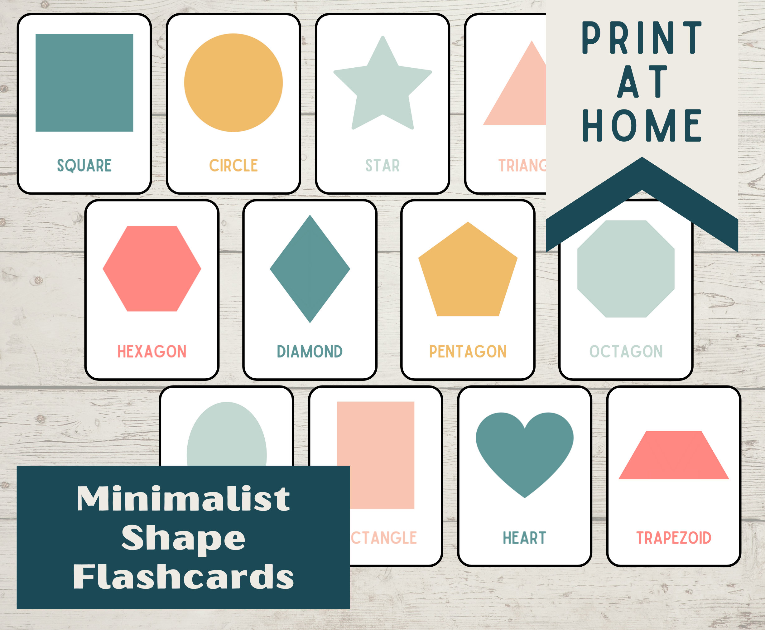 Modern Colorful Shape Flashcards for Toddlers & Preschoolers ...