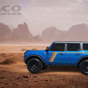 kit compatible with Ford Bronco 2021 2022 retro vintage stripe kit decal side graphics package Taco Troopers