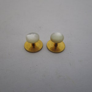 Antique Gold Filled & Mother of Pearl Cuff Stud Buttons