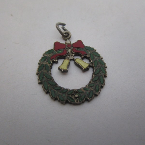 Antique WMF Sterling Silver & Enameled Christmas Wreath Charm 3 Color