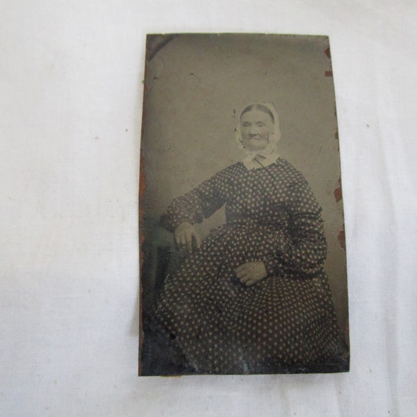 19th C Antique Tintype Photograph Victorian Lady Gem Picture Gallery