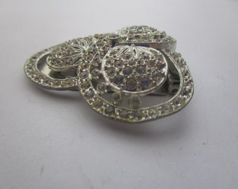 Antique Victorian Shoe Dress or Scarf Clip Cluster Rhinestones