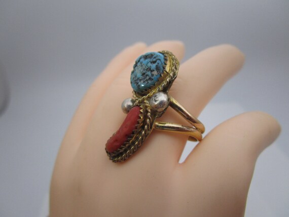 Native American Quality Statement Ring Gold Plate… - image 2