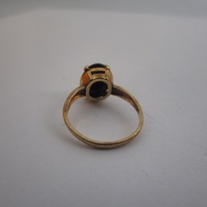 Antique 10K Gold & Solitaire Black Onyx Stone Ladies Ring image 5