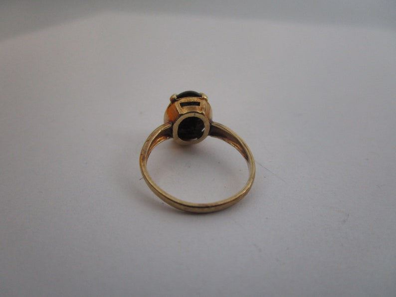 Antique 10K Gold & Solitaire Black Onyx Stone Ladies Ring image 5