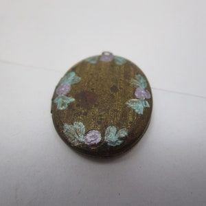 Antique Engraved & Enameled Photo Locket Necklace Pendant
