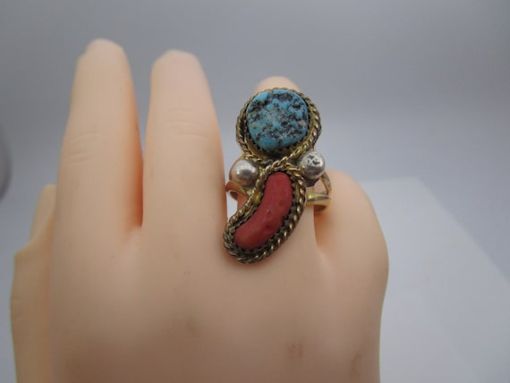 Native American Quality Statement Ring Gold Plate… - image 1