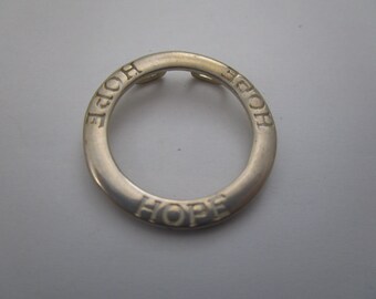 Vintage Sterling Silver Necklace Pendant " Hope "  " Hope " " Hope "