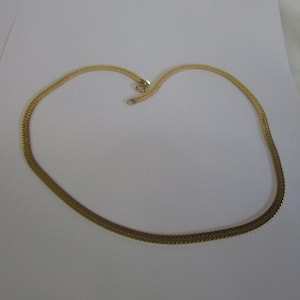Vintage 14 K Gold Filled Wide Flat Chain Necklace Herringbone ? 20 Inch