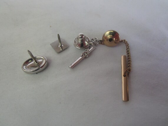 Retro Vintage Lot of 2 Monogram Tie Tacks " B " a… - image 3