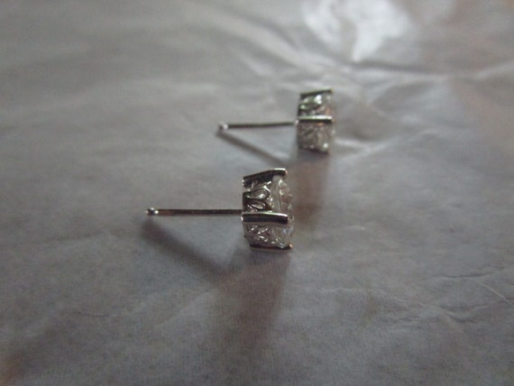 Vtg Sterling Silver & Solitaire CZ Stone Stud Pie… - image 2