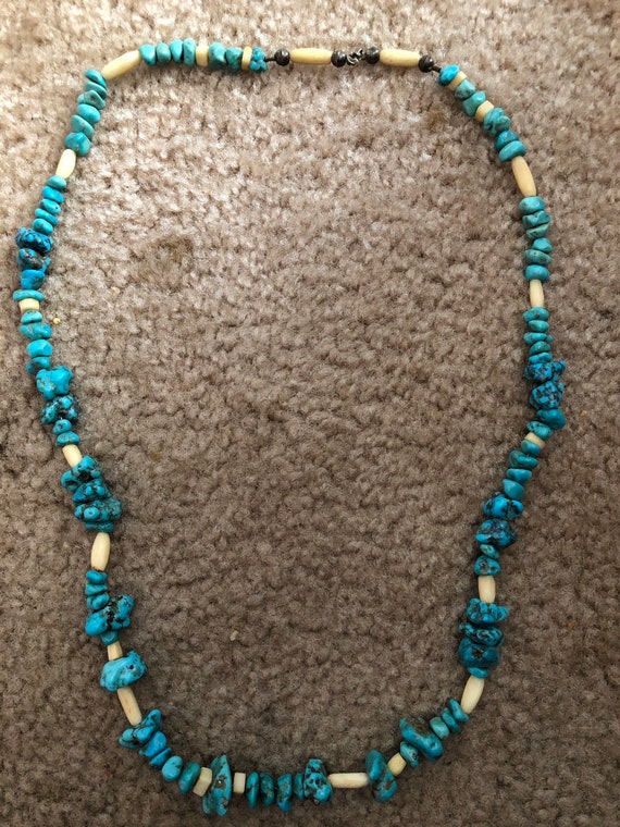 Sonoran Turquoise Disc w Silver Beaded Navajo Necklace | Yellowstone S -  Objects of Beauty