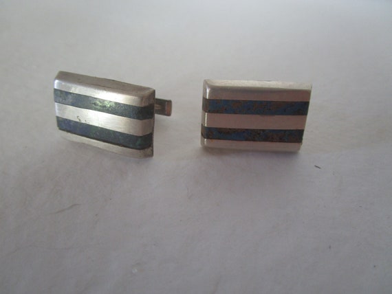 Old Mexico Artist Signed Plateria Cortes Mid Century Modern Cuff Links