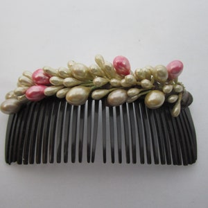 Antique Retro Hair Comb with Faux Pearl Decor