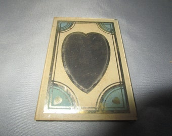 Antique Art Deco Pocket Mirror with Heart Design