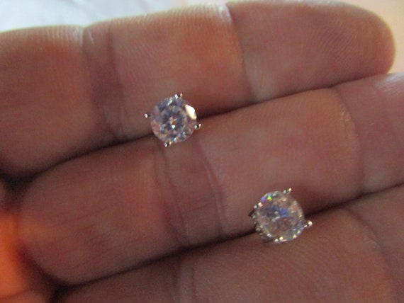 Vtg Sterling Silver & Solitaire CZ Stone Stud Pie… - image 4