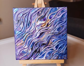 Art Gift "Tranquility" for Mother's Day - Original Mini Abstract Painting with EaselEasel