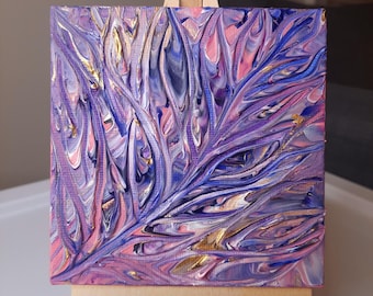 Regalo artístico "Inspiración" para el Día de la Madre: Mini cuadro abstracto original con caballete.