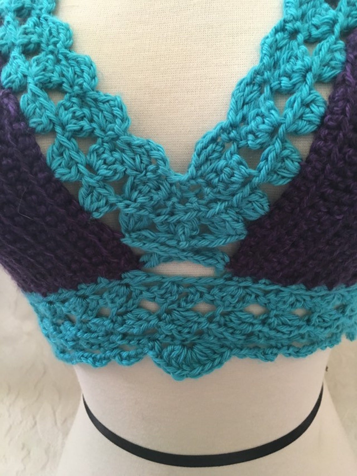 Crochet Bikini Halter Top Turqouise Etsy España