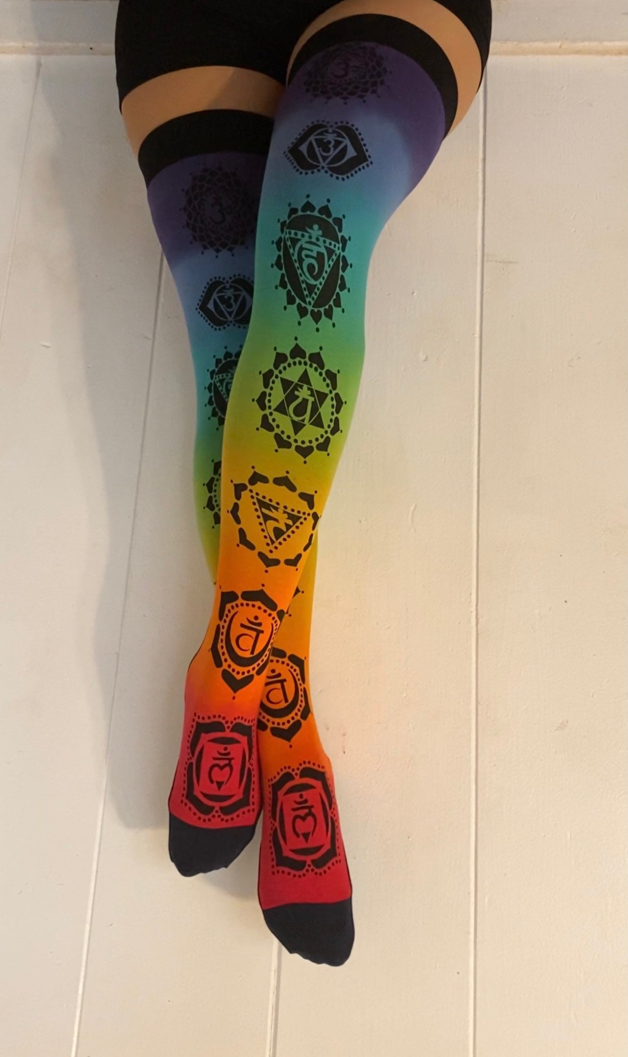 Thigh High Socks Yoga Socks Hot Yoga Socks Chakra Thigh Etsy