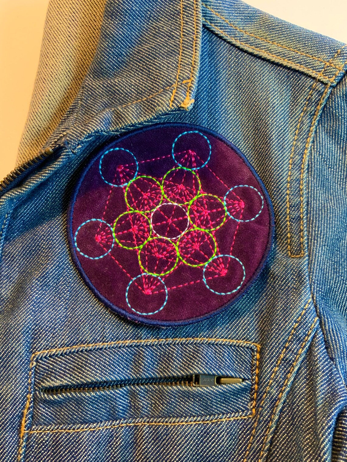 Velvet Patch Tie Dyed Patch Metatrons Cube Patch Etsy