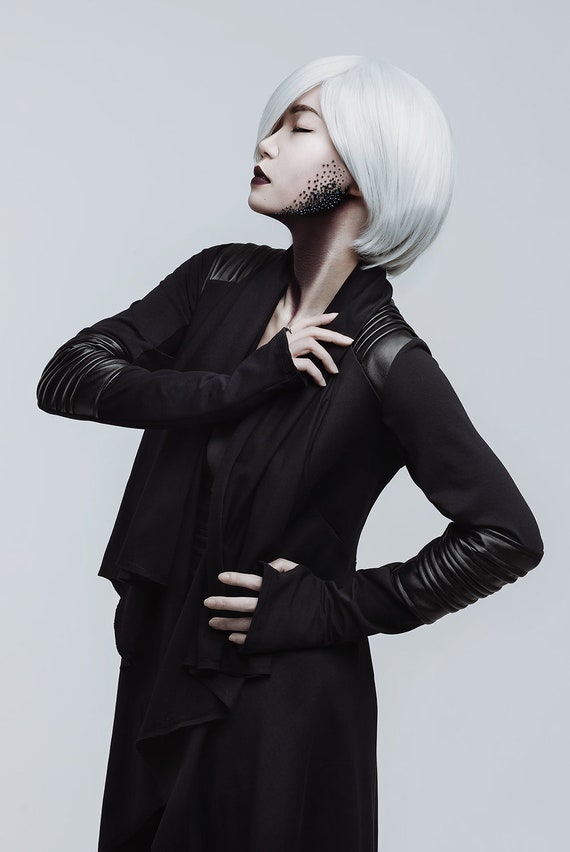 Black Asymmetric Coat Black Cloak Gothic Clothing Futuristic - Etsy