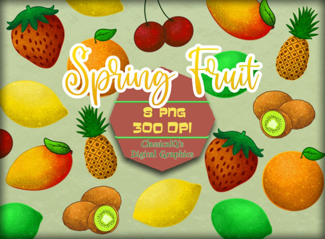 Glitter Fruit Clip Art Digital Crafts Spring Clip Art Etsy