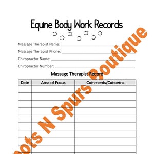 Equine Body Work Records