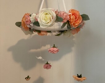 Beautiful handmade floral mobile for nursery