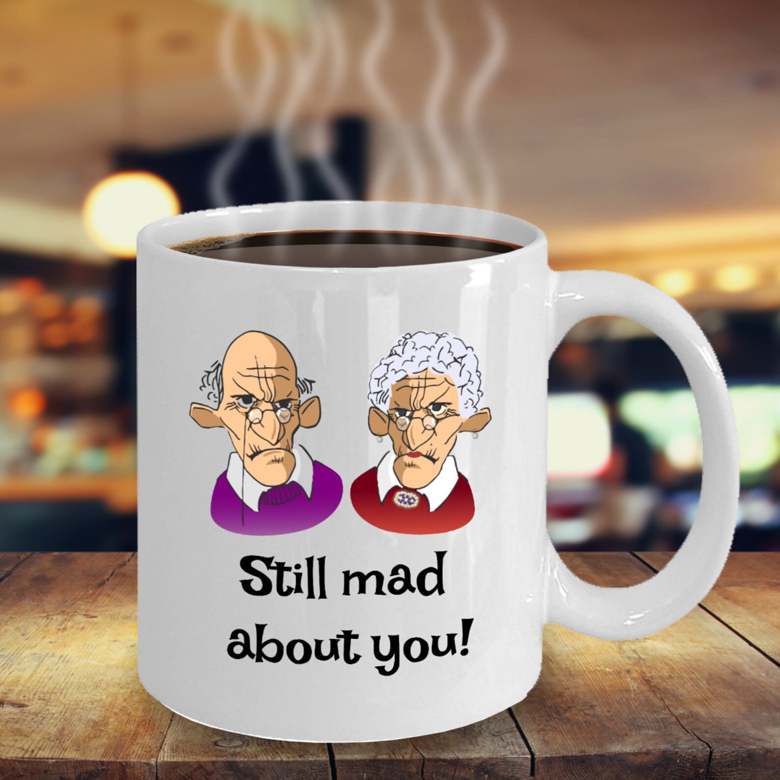 Funny gift coffee mug with grumpy old man & woman Still Etsy