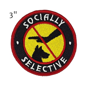 Socially Selective Embroidered Dog Patch with No-Pet Symbol | 3-Inch Round Patch for Dogs with Restrictions | Social Anxiety Dog Patch