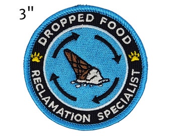 3-Inch Round Patch "Dropped Food Reclamation Specialist" | Funny Patch for Dogs | Embroidered Patch for Dogs | Dog Vest Patch | Velcro Patch